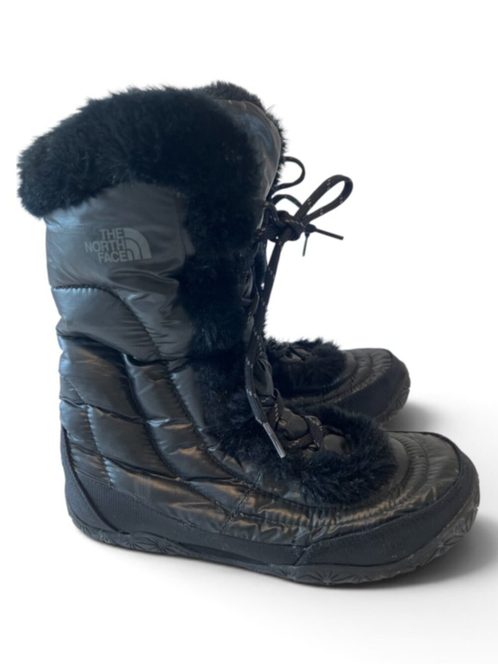 The North Face Alphy Nuptse Fur IV Down Winter Boots Black - Women's 7.5